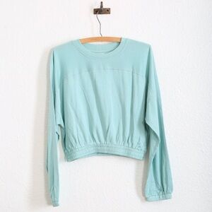 NWT  L Space blue Day Trippin Linen Blend cropped sweater Sz. M $125